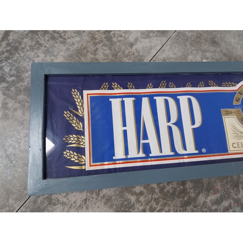 692 - Framed Harp Lager advertising print. {40 cm H x 159 cm W}