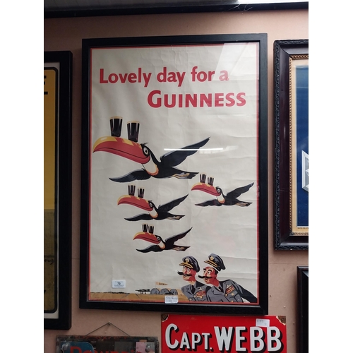 70 - Original Lovely Day for A Guinness framed advertising print. {78 cm H x 54 cm W}.