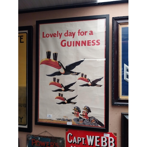 70 - Original Lovely Day for A Guinness framed advertising print. {78 cm H x 54 cm W}.