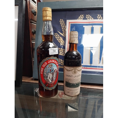 703 - Bottle of Fine Old Jamaican Rum and St Julien Bordeaux William Boyd Limerick.