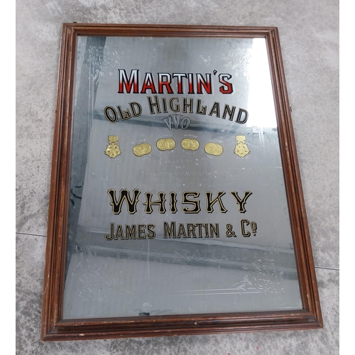 707 - Martin's Old Highland Whisky James Martin & Co Leith Scotland advertising mirror. { 142cm H X 115cm ... 