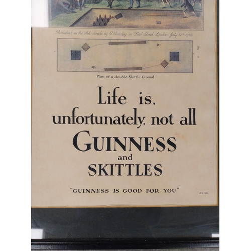 712 - Framed Life is Unfortunately Not Always Guinness and Skittles advertising print. {53 cm H x 43 cm W}... 