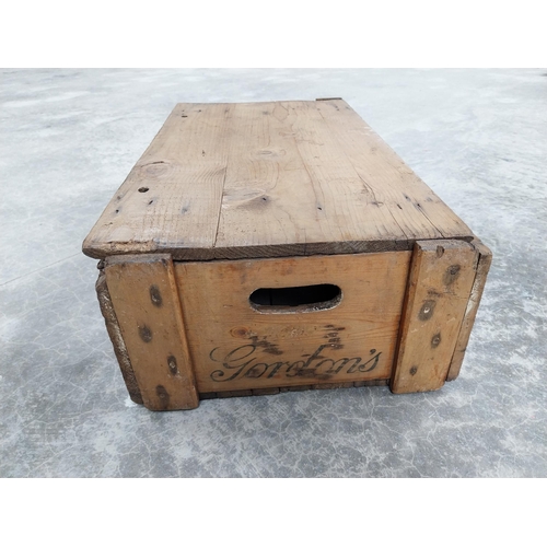 714 - Gordon's London Gin wooden advertising crate. {20 cm H x 69 cm W x 38 cm D}.