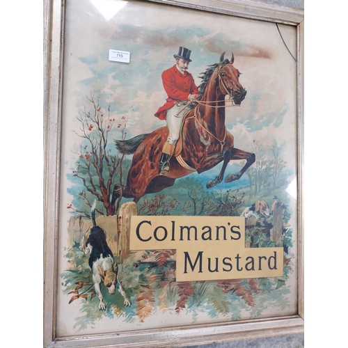 715 - Framed Colman's Mustard original showcard. {68 cm H x 54 cm W}.