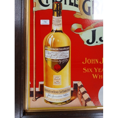 716 - Framed Castle Grand JJ John Jameson and Sons Six Year Old Whiskey advertising print. {71 cm H x 61 c... 