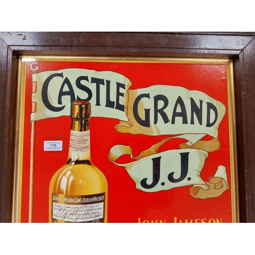 716 - Framed Castle Grand JJ John Jameson and Sons Six Year Old Whiskey advertising print. {71 cm H x 61 c... 