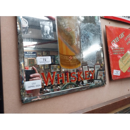 72 - Original Power's Whiskey advertising mirror. {45 cm H x 30 cm W}.