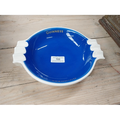 723 - Carltonware Blue Pottery Ashtray with Guinness written in Gold. {5 cm H x 22 cm Dia}. PART OF THE DA... 