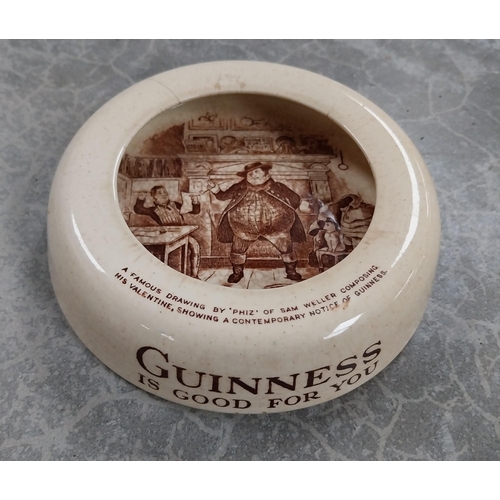 726 - Two Sam Weller Stoke on Trent Guinness Ashtrays. {3 cm H x 12 cm Dia.}. PART OF THE DAVID HUGHES COL... 