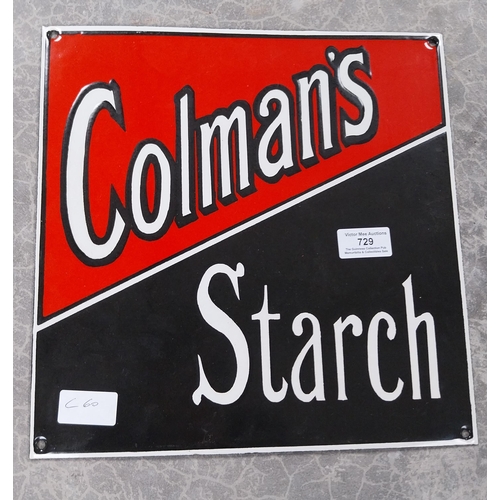 729 - Colman's Starch enamel advertising sign. {30 cm H x 30 cm W}.