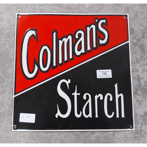 729 - Colman's Starch enamel advertising sign. {30 cm H x 30 cm W}.