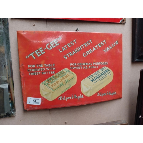 73 - Tee Gee Margarine celluloid advertisement. {23 cm H x 32 cm W}.