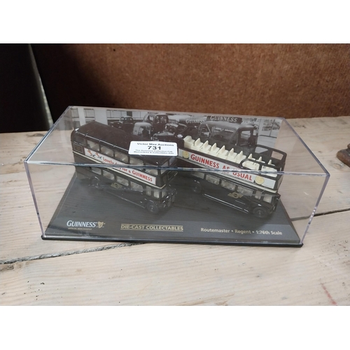 731 - Acrylic boxed Diecast Guinness buses Shamrock Gift Co Dublin, Two vehicles per box {8 cm H x 22 cm W... 