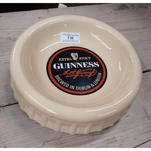 736 - Pottery Ashtray shaped as crown cork with Guinness Extra Stout Label {5 cm H x 22 cm Dia.}. PART OF ... 