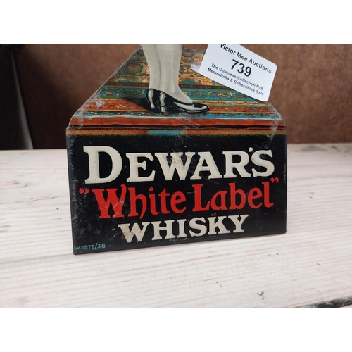 739 - Dewar's White Label Whisky tinplate advertising figure of a butler. { 25cm H X 11cm W }.