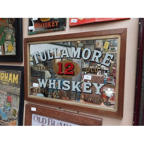 74 - Original framed Tullamore Whiskey D E Williams Ltd Tullamore advertising mirror. {42 cm H x 62 cm W}... 