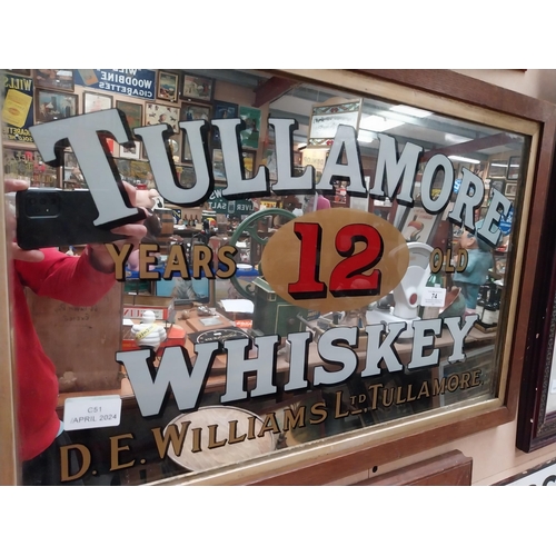 74 - Original framed Tullamore Whiskey D E Williams Ltd Tullamore advertising mirror. {42 cm H x 62 cm W}... 