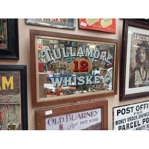 74 - Original framed Tullamore Whiskey D E Williams Ltd Tullamore advertising mirror. {42 cm H x 62 cm W}... 