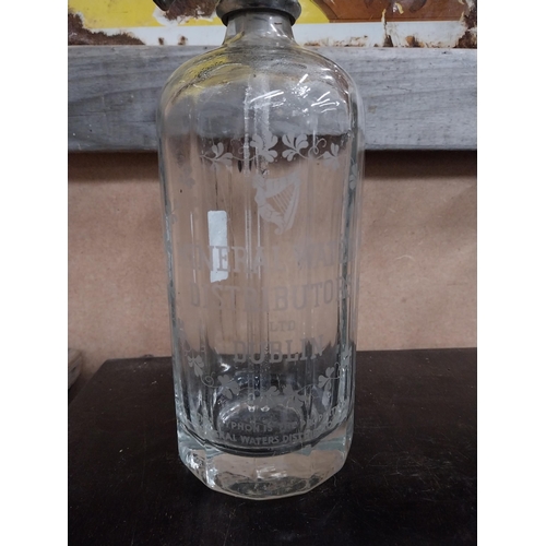 741 - Four Dublin Mineral Water glass siphons - Irish Direct Trading Dublin. {30 cm H x 10 cm Dia.}