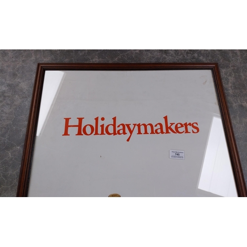 745 - Framed 1970's Holidaymakers Guinness advertising print - Riddle and Co. {80 cm H x 55 cm W}.