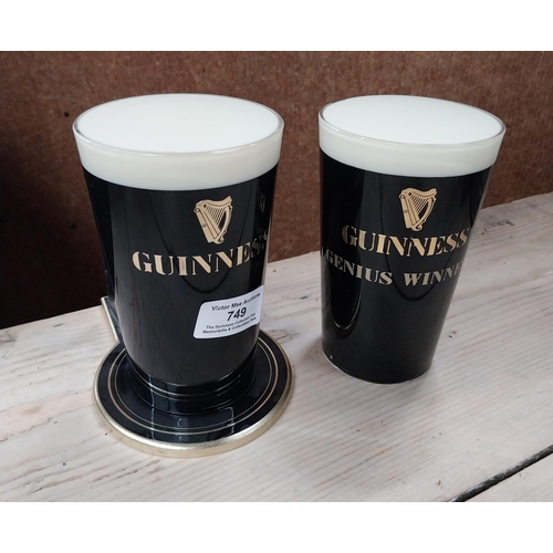 749 - Two plastic Guinness bar fonts. {14 cm H x 14 cm W x 10 cm D} and {14 cm H x 8 cm Dia.}. PART OF THE... 