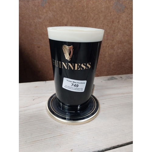 749 - Two plastic Guinness bar fonts. {14 cm H x 14 cm W x 10 cm D} and {14 cm H x 8 cm Dia.}. PART OF THE... 