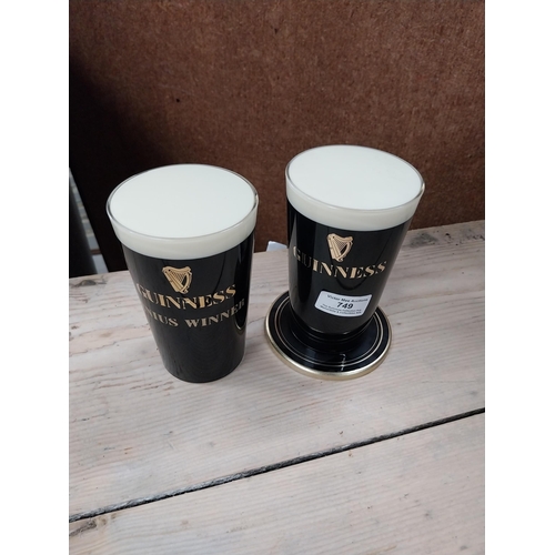 749 - Two plastic Guinness bar fonts. {14 cm H x 14 cm W x 10 cm D} and {14 cm H x 8 cm Dia.}. PART OF THE... 