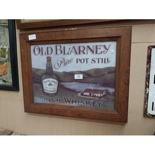 75 - Framed Old Blarney Pure Pot Still Irish Whiskey advertising print. {40 cm H x 51 cm W}.