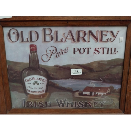 75 - Framed Old Blarney Pure Pot Still Irish Whiskey advertising print. {40 cm H x 51 cm W}.