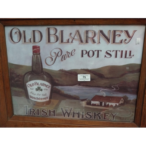 75 - Framed Old Blarney Pure Pot Still Irish Whiskey advertising print. {40 cm H x 51 cm W}.