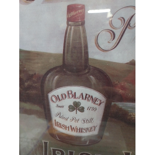 75 - Framed Old Blarney Pure Pot Still Irish Whiskey advertising print. {40 cm H x 51 cm W}.