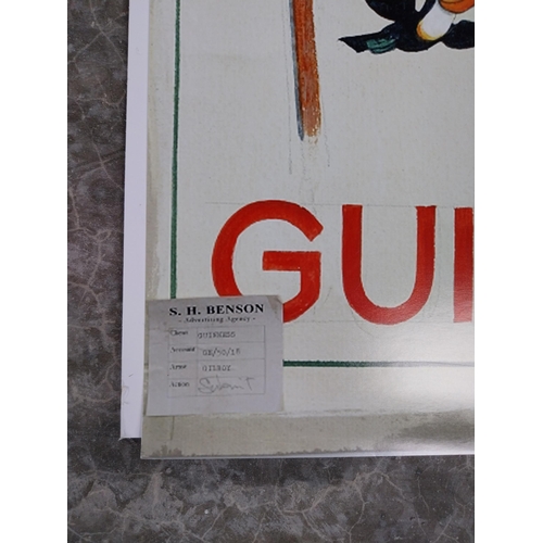 755 - Poster Mounted on Board - Guinness It's Arrived with Toucan and US Flag.  From Gilroy was Good for G... 