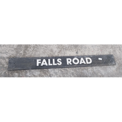 763 - Falls Road street sign. {14 cm H x 118 cm W}.