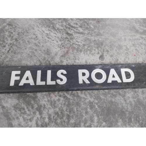 763 - Falls Road street sign. {14 cm H x 118 cm W}.