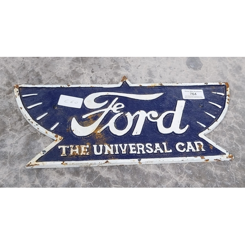 764 - Cast iron Ford The Universal Car wall plaque. {18 cm H x 36 cm W}.