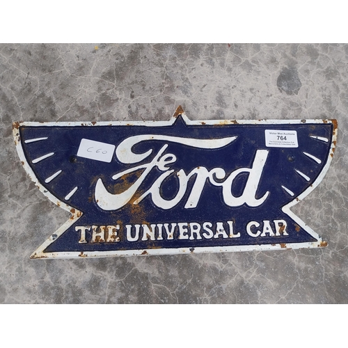 764 - Cast iron Ford The Universal Car wall plaque. {18 cm H x 36 cm W}.