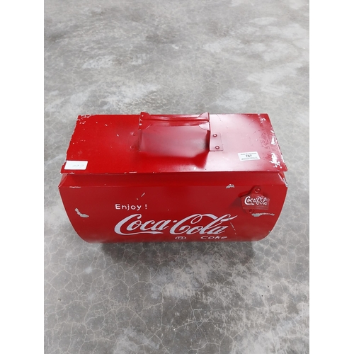 767 - Metal Coca Cola Ice Box. {46 cm H x 36 cm W x 23 cm D}.