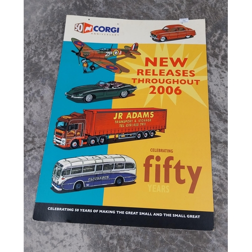 772 - 50th Anniversary Corgi model cars cardboard advertising showcard. {85 cm H x 60