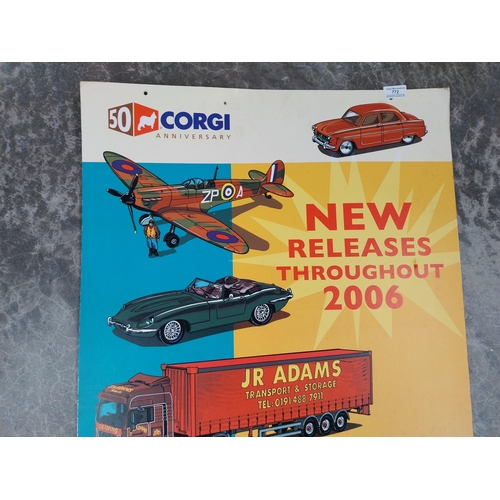 772 - 50th Anniversary Corgi model cars cardboard advertising showcard. {85 cm H x 60