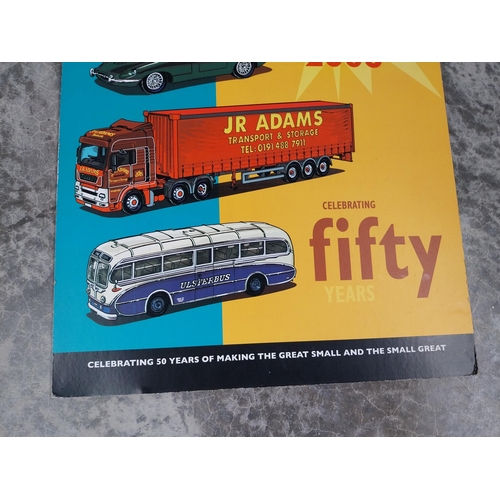 772 - 50th Anniversary Corgi model cars cardboard advertising showcard. {85 cm H x 60