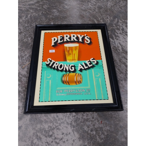 774 - Perry's Strong Ales Robt Perry and Sons Rathdowney framed advertising print. {65 cm H x 54 cm W}.180