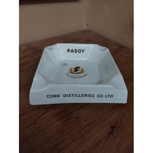 78 - Benson and Hedges ceramic Wade pottery { 4 cm H x 16 cm W x 16 cm D} and Old Paddy Irish Whiskey cer... 