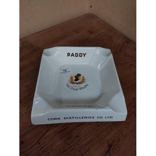 78 - Benson and Hedges ceramic Wade pottery { 4 cm H x 16 cm W x 16 cm D} and Old Paddy Irish Whiskey cer... 