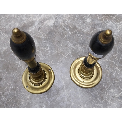 783 - Pair of early 20th C. brass and ebony bar pulls. {35 cm H}.