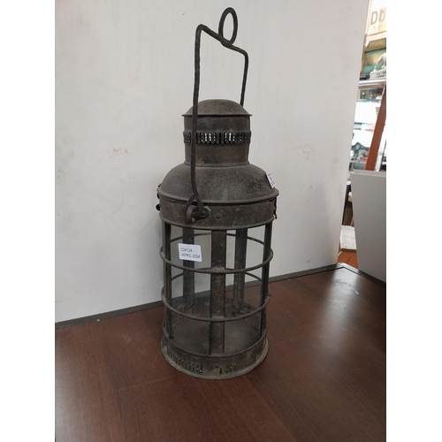 785 - 19th C. metal candle lantern. {32 cm H x 17 cm Dia.}.