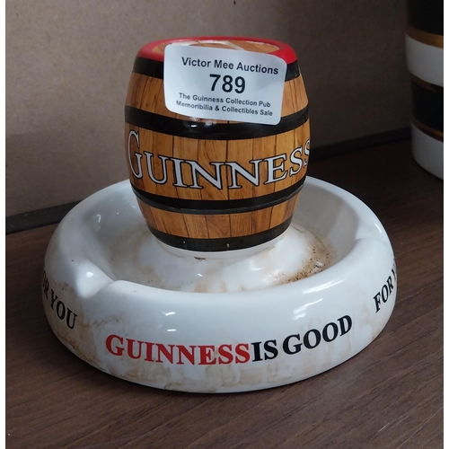 789 - Guinness ceramic match holder and strike. {10 cm H x 18 cm Dia.}