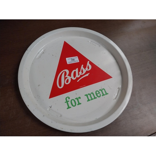 790 - Bass for Men tinplate drinks tray. {22 cm Dia.}.