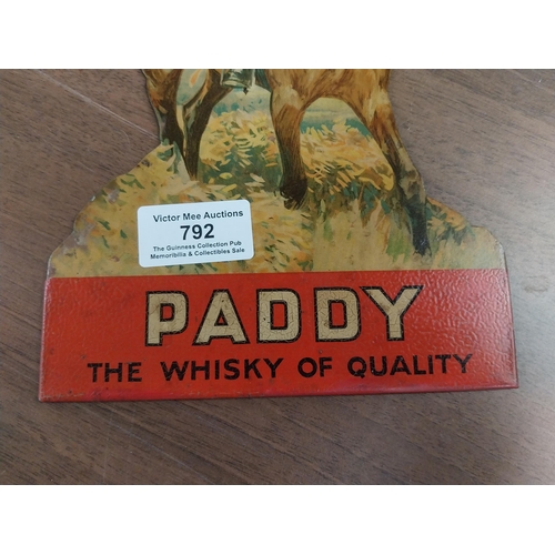 792 - Very rare Horse and Jockey Paddy The Whisky of Quality tinplate advertising sign. {25 cm H x 16 cm W... 