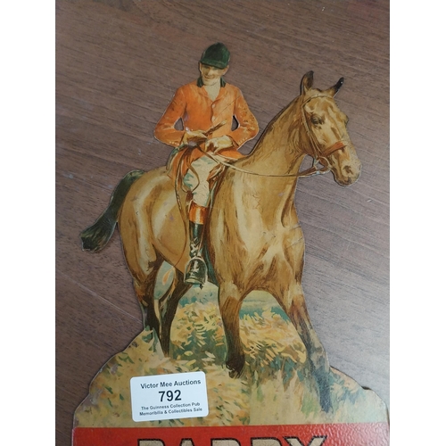 792 - Very rare Horse and Jockey Paddy The Whisky of Quality tinplate advertising sign. {25 cm H x 16 cm W... 