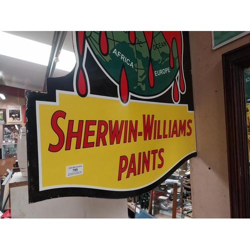 795 - Sherwin-Williams Paints Cover the Earth double sided enamel advertising wall sign. {101 cm H x 58 cm... 